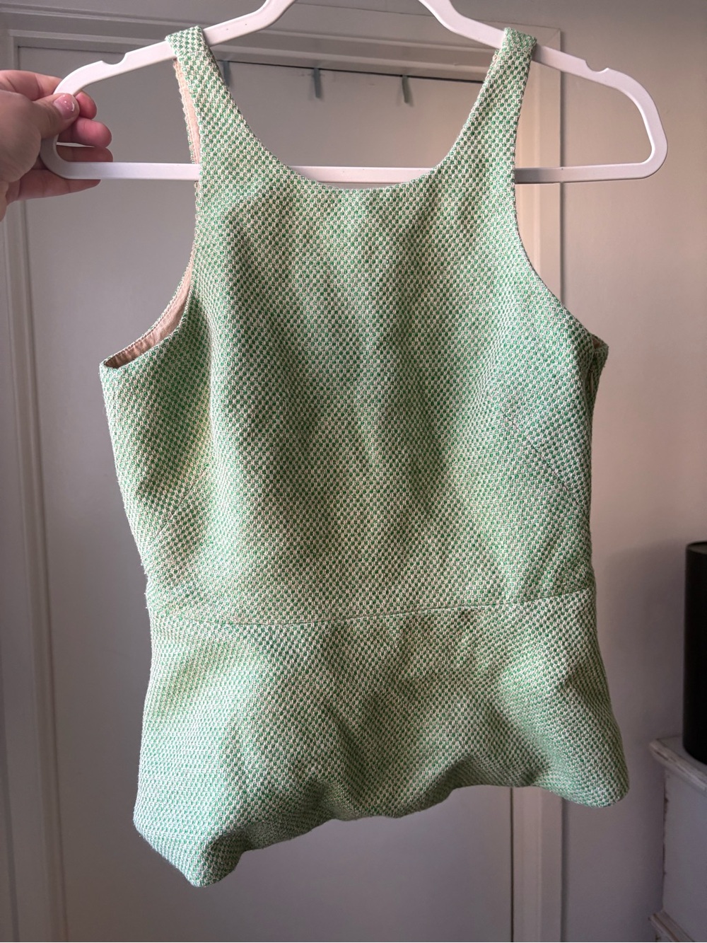 BANANA REPUBLIC Sleeveless Textured Peplum Top - Light Green